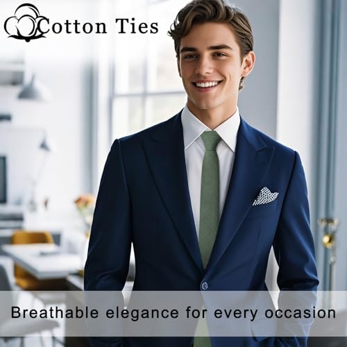 Image of Cotton Ties for Men Solid Color Skinny Tie Mens Necktie for Wedding Graduation Formal Dinner
