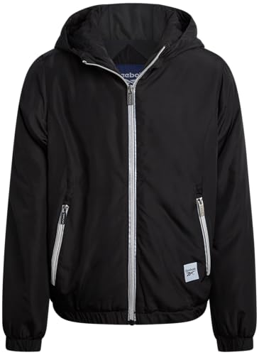 Reebok Girls Windbreaker Jacket - Lightweight Wind and Water Resistant Insulated Girls Jacket with Storm Cuff Sleeves & Hood