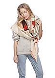 Women's Warm Oversized Checked Tartan Blanket Scarf Wrap Shawl With Brooch