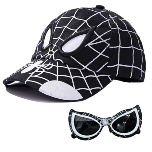 Kinder Baseball Cap mit Sonnenbrille, verstellbarer Snapback-Verschluss, Sommeraccessoire für Jungen, Schwarz