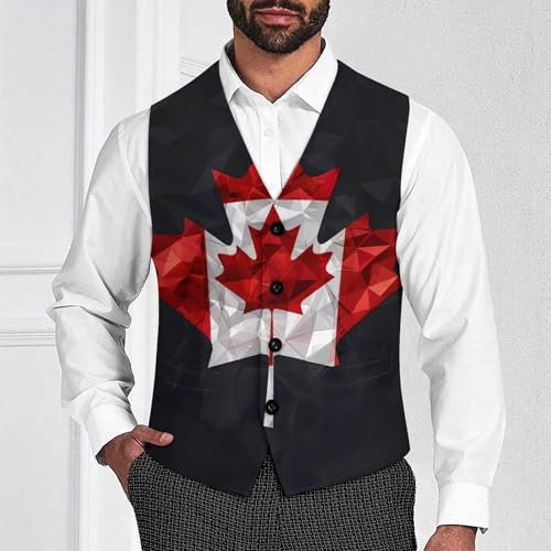 Canada Flag Diamond Novelty Men's Suit Vest Casual Formal Dress Vests Business Waistcoat2
