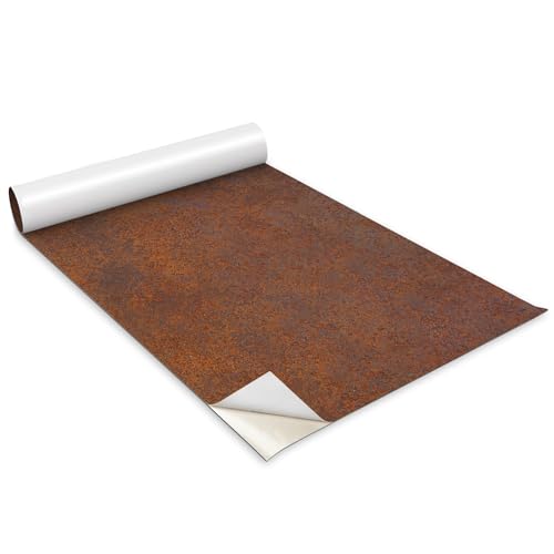 Papel pintado para tapar imperfecciones en armarios Wallfluent autoadhesivo óxido mate 100x50 2