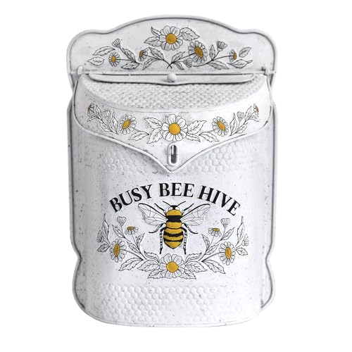 BIG FORTUNE Wall Mount Mailboxe for House Outside Vintage Metal Door Mailbox Antique Style Nostalgic Charm Home Decor Garden Vintage English Cottage Decor Flower Patter