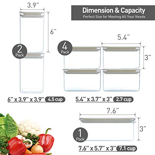 Citylife 7 Set Clear Food Storage Containers with Lids Fridge Produce Saver Plastic Cereal Container Kitchen Pantry Storage Organization Container for Food