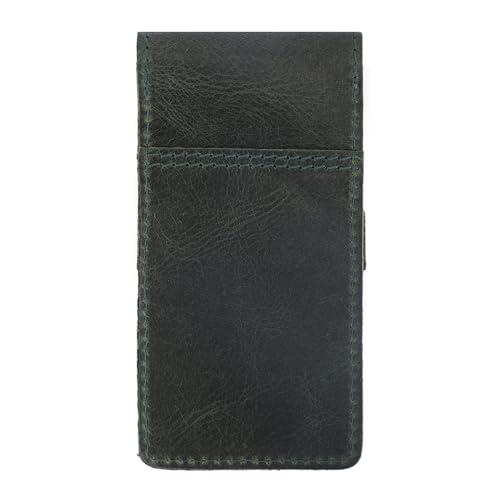 Image of Leather Pen Holder, Genuine 3 Pen Case with Tuck-in Flap, Green Leather Case for Fountain, Ballpoint & Rollerball Pens, Travel Organizer, Luxury Executive Pen Storage Sleeve (3 Pen, Green)