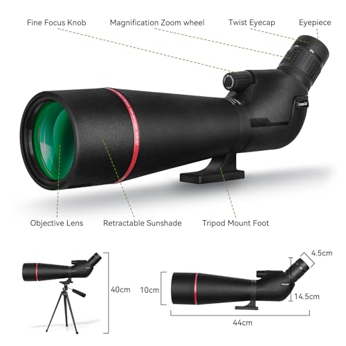 Image of 25-75x80 HD Spotting Scope for Bird Watching & Target Shooting, BAK4 Prism Angled Spotter Scope with Tripod & iPhone Adapter, Waterproof Fogproof Birding Scope for Hunting & Wildlife Viewing