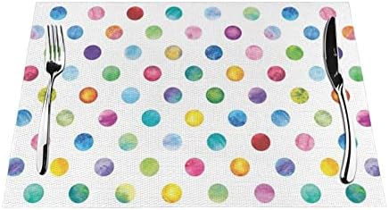 Blue Polka Dot Pattern PVC Placemat, Non-Slip Heat Resistant Table Mat, Washable Woven Vinyl Placemat, Suitable for Kitchen Table