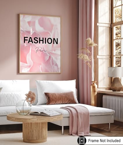 Image of Poster Master Pink Floral Print - Fashion Poster - Paris Designer Art - Modern Wall Design - Chic Gift for Women & Fashionista - Glam Decor for Bedroom or Girl's Room - 11x14 UNFRAMED Wall Art