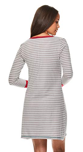 bebe Womens Long Sleeve Waffle Henley Nightgown Lounge Pajama Dorm Sleep Shirt Grey Large