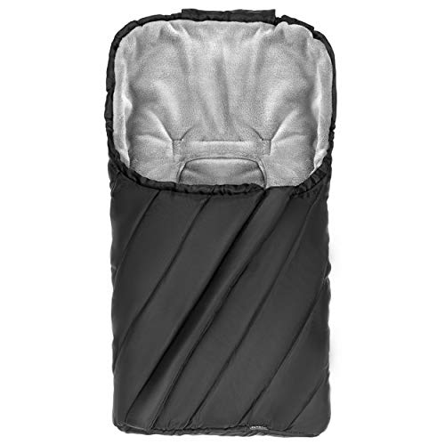 Zamboo Fußsack für Babyschale - Baby Winter-Fußsack/Babyfußsack aus warmem Thermofleece mit Kapuze und Tasche - Schwarz (Pro)