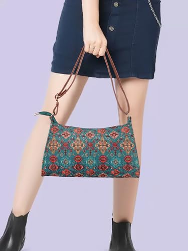Image of DANIEL CLARK Women's Floral Print Shoulder Bag | PU Leather Sling Bag | Adjustable Strap | Lightweight Crossbody Purse for Daily Use, Travel