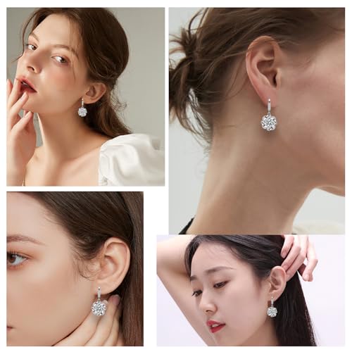 Moissanite Earrings for Women 925 Sterling Silver Drop Earrings for Girl D Color VVS1 Clarity Stud Earrings Christmas New Year's Promise Birthday Gift With Certificate 5