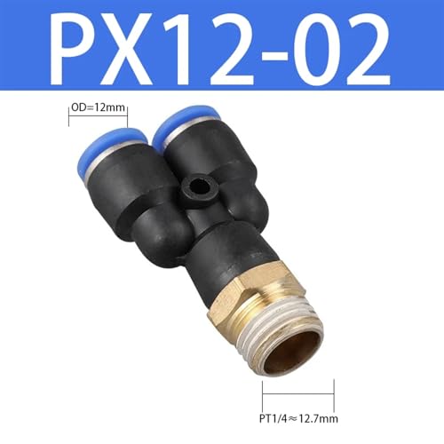 Conector neumático en Y PX12-02 de tres vías con rosca macho 2