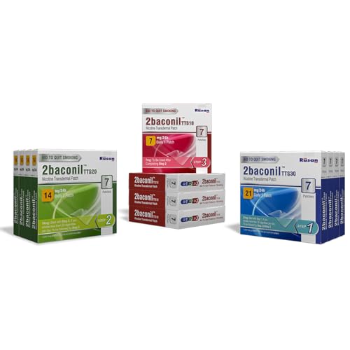 Image of Rusan 2baconil Nicotine Patch Therapy Kit - 3 Month Quit Smoking Plan | For More Than 20 Cigarettes /Day | Stepwise NRT