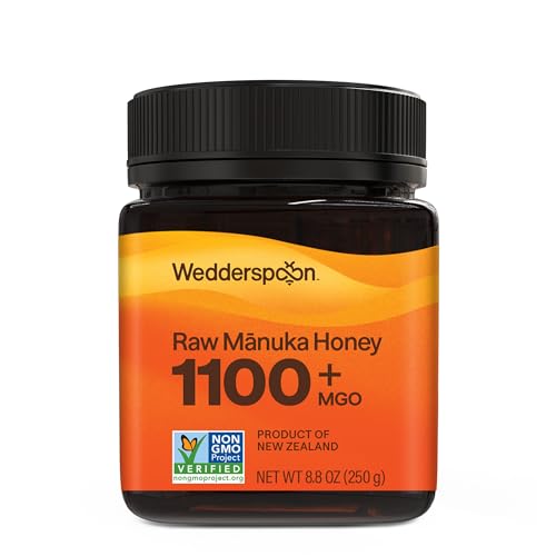Image of Wedderspoon Raw Manuka Honey 1100+ MGO, 8.8 Oz, Unpasteurized New Zealand Honey, Non-GMO, BPA-Free Jar, Superfood & Natural Wellness Support