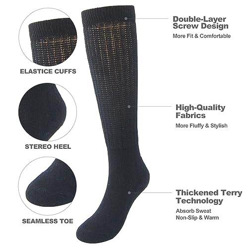 BONANGEL Slouch Socks for Woman, 3 Pairs Long Scrunchy Scrunch Slouchy Tube Boot Socks for Women Girls Size 5-113