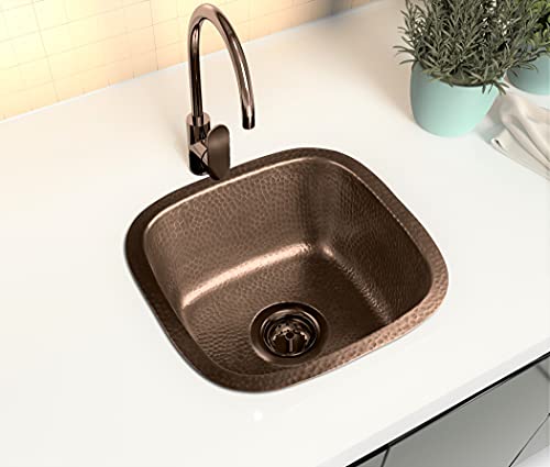 Monarch Abode 17091 Pure Copper Hand Hammered Atlas Dual Mount Bar Prep Sink (15 Inches) #TOP1