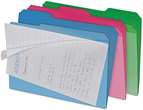 find It FT07187 Clear View Interior File Folders, 1/3 Cut Top Tab, Letter, Assorted, 6/Pack
