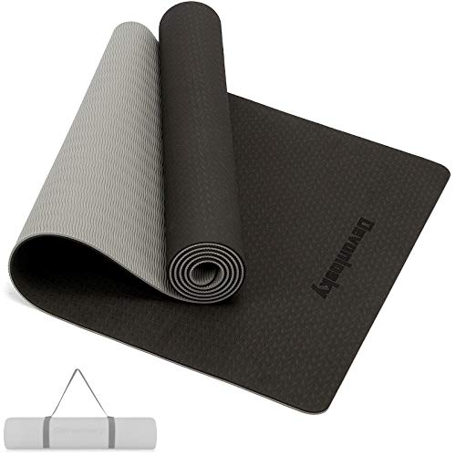 Devonlosky Yoga Mat, Non-Slip Eco Friendly Exercise Yoga Mat For Men And Women, 1/4-Inch Thick High Density Pro Mat With Carrying Strap For Yoga Pilates And Fitness Exercise (Black/Gray) #TOP17