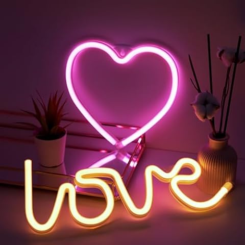 NELUX Néon LED Coeur et Love Cover