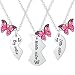 Gajfdns 3Pcs Heart Matching Necklaces for Big Sister Middle Sister Little Sisters Gifts from Sisters Matching Necklaces Gifts for Women Besties Big Mid Lil Sis Present Butterfly Pendant Necklace