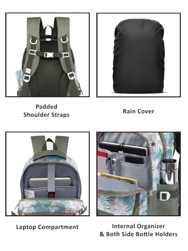 Image of Lavie Sport Foliage Laptop Backpack | 36 Liters | Fits Upto 16 Inch | Laptop Compatiable | Rain Cover | Gift for Boys & Girls