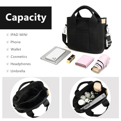 Image of IwIeIaIrI Small Tote Bag for Women,Canvas Mini Tote Bags with Zipper and Multi Pockets,Kids,Girls,Friends Gift 2026
