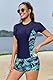 SHEKINI Zweiteiliger Rashguard für Damen Kurzarm Integrierter BH Badeanzug mit Boyshorts Schnell Trocknend UV Schutz Schwimmshirt