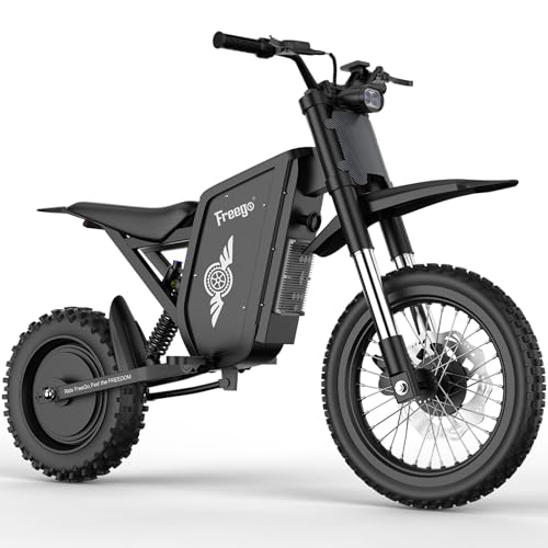 Freego Mini Electric Dirt Bike for Adults 3600W Motor Peak 60V 23Ah Battery X0 Electric Motorcycle for Teens Front 14/Rear 10 Tire Max Speed 40MPH Dual Hydraulic Disc Brakes All-Terrain