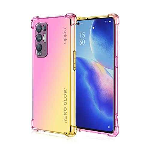 HONLEN Funda para OPPO Find X3 Neo Carcasa, (6.55' Inches) Gradiente Transparente TPU Silicona Case, Protección de Esquina Mejorada Cover Oro Rosado