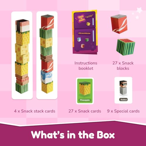 Image of Bloomingo Board Game - Stack A Snack: Interactive Stacking Game for Kids & Adults; Pick A Card & Race To Build you Tower Of Treats; Birthday Gift for Boys & Girls Ages 4, 5, 6, 7, 8, 9, 10, 11 & More