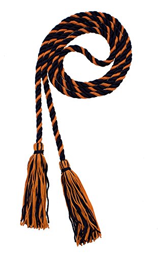 Image of Graduation Honor Cord - Navy /Orange - Every School Color Available - Made in USA