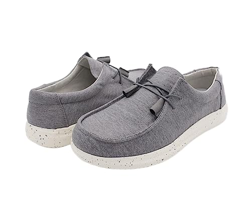 Mens Hola Canvas Upper Fashion Slip On Loafers Washed Grey