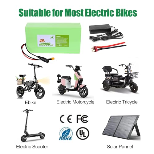 Image of 48V 30Ah Ebike Battery 36V /48V /52V /12Ah /20Ah /30Ah Electric Bike Scooter Lithium Ion Battery with 40AMP BMS Protection for 200W-2000W Electric Bicycle Motor