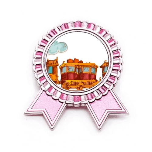 Broche train en métal rose Country Culture idéale sur une veste en denim