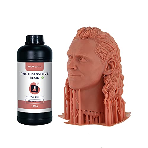 Rich-Opto 734541673590 3D Printer Resin 1000G Red Wax-Like Uv-Curing 405Nm Rapid High Precision Quick Curing Standard Photopolymer Resolution Low Odor cover