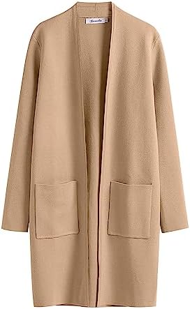 Caracilia Cardigan Sweaters for Women Casual 2023 Fall Winter Fashion Clothes Classy Long Sleeve Open Front Knit Coatigan