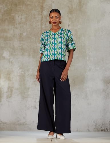 Image of RIVER Women's Rayon Geometric Half Sleeve Regular Fit Blouse
