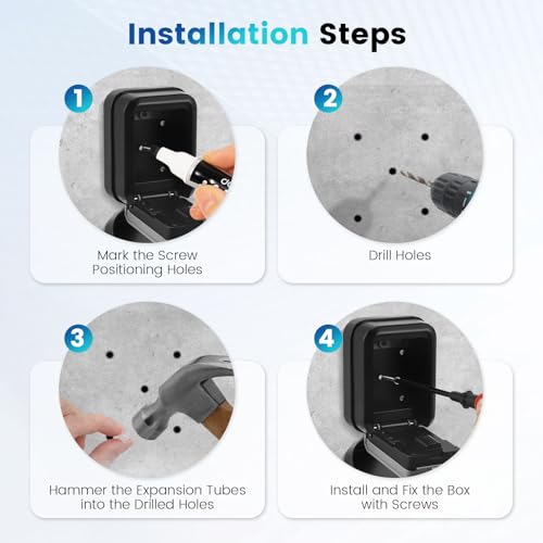 Delousiber Smart Lock Box Key Safe - APP Control & PIN Code, Bluetooth Wall Mounted Secure Key Box for Home, Airbnb, Realtor, Office - Reinforced Design - Image 5