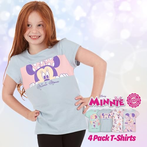 Disney Girls T-Shirts Minnie Mouse 4 Pack Short Sleeve Graphic Tee Toddler/Little Girls4