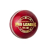DSC Pro League Cricket Leather Ball |Better Shape Retention | Four-Piece Construction | Fine Quality | Pack of 1 | Playing Surface: Indoor/Outdoor | Durable and Long Lasting