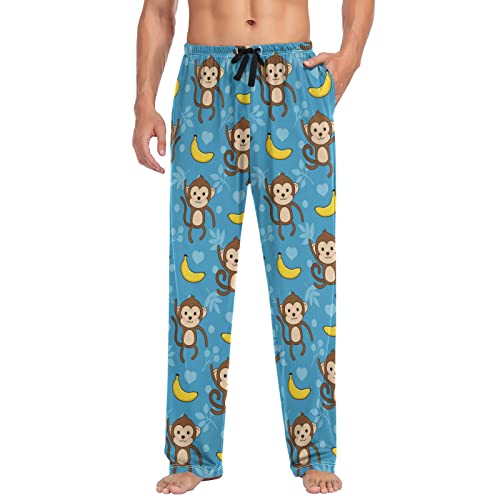 Cartoon Monkey Men's Pajama Pants with Pockets - Drawstring Lounge Pants4