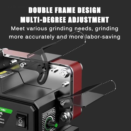 Mini belt sander, electric bench sander, belt speed 10 m/s, stepless adjustment, forward and reverse switch, dual feed, for wood, metal, crafts, DIY projects