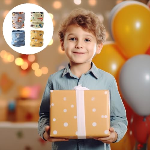 JOYOLA 4 Stück Kinder Loop Schal Baby Wärmer Baumwolle Schal Jungen Mädchen Baumwolle Schlauchschal Mehrzweck Loop Schals Halstuch Kleinkind Winddicht Winter Frühling Herbst Wärmer Schals