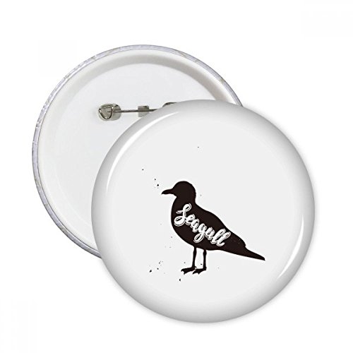 Broches rondes mouette en noir et blanc pour customiser vos vêtements