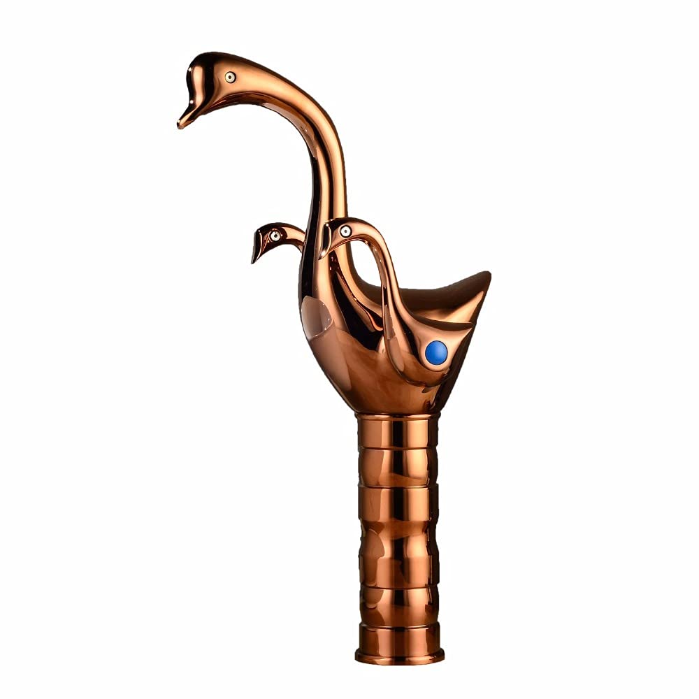 Robinet de lavabo or rose de luxe à deux poignées pour une salle de bain moderne