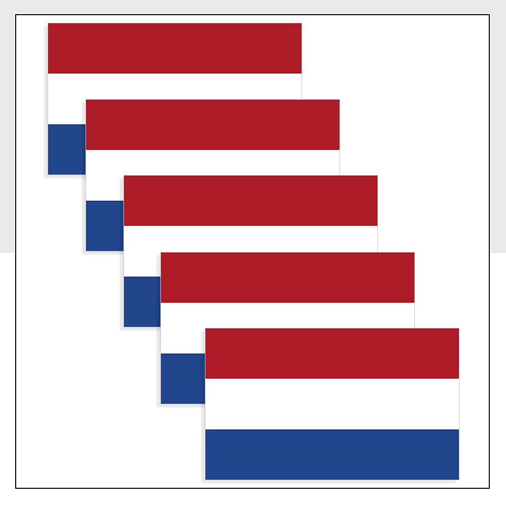 Netherlands Flag Bike Sticker Pack of 5 (60 x 36mm) Waterproof NLD Flag Labels for Van Car Helmet Laptop Packwith® #P1065