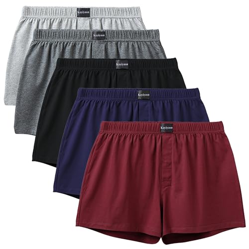 [Ｋａｙｉｙａｓｕ] ニットトランクス メンズ 下着 抗菌防臭加工 前開き ボタン付き 個別包装 95%綿 大きいサイズ M-5L 50-125kg対応 3枚/5枚セット ストレッチ 通気 (5枚セット M)の商品画像（Amazon）