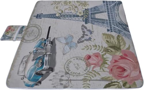 レジャーシート パリの風景 ピクニック 折りたたみ 撥水 アウトドア クッション マット コンパクト 花見 運動会 キャンプ 遠足 花火大会 ヨガ 座布団 厚手 大判 145x150cm 持ち運び便利