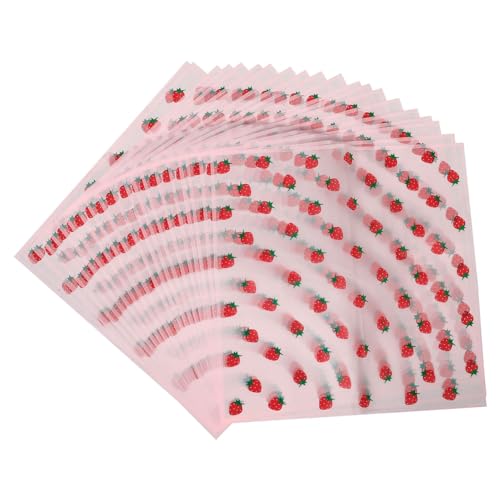 Operitacx 20枚 イチゴ ラッピング ペーパー、 イチゴ パーティー ギフト ラッピング ペーパー 折り畳んだ フラット 23 X 22 インチ キュート フルーティー デザイン ギフト ペーパー ホリデー ウェディング ベビー用 シャワー